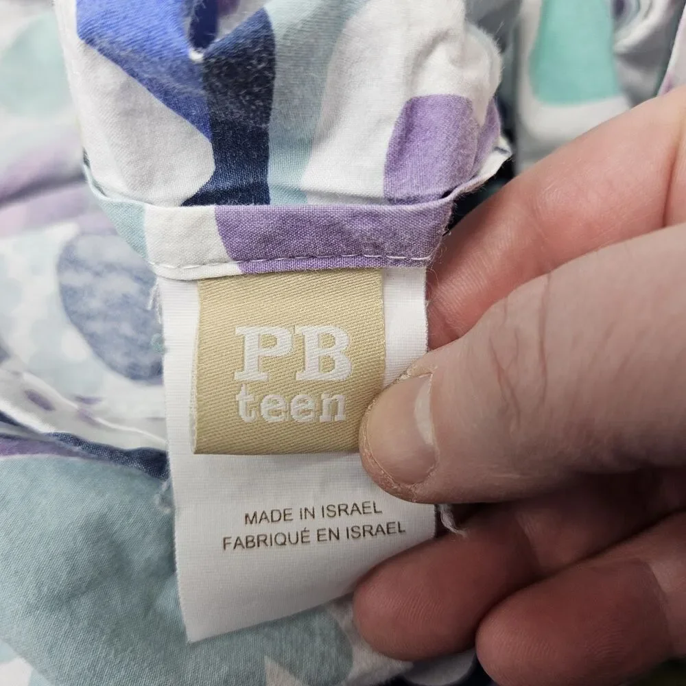 POTTERY BARN Teen Duvet Cover Colorful Floral Twin Organic Cotton Blend Whimsy